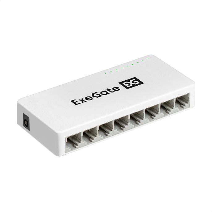Коммутатор неуправляемый ExeGate EDGS-1008C (8-портовый гигабитный UTP 10/100/1000 Base-T, с функцией энергосбережения (EEE), настольный/настенный) EX298688RUS