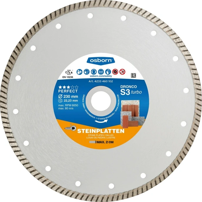 Диск алмазный по камню OSBORN S3 Turbo (230x2.8x22.23 мм) DRONCO 4233460102