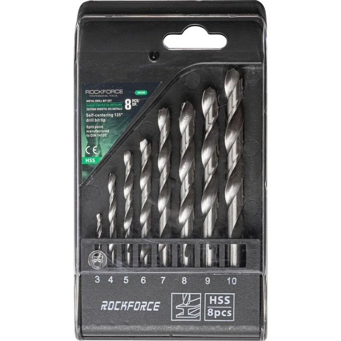 Набор сверел по металлу Rockforce HSS 8 предметов RF-DBS08(29132)