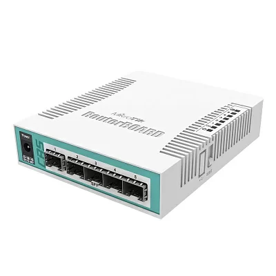 Коммутатор MikroTik Cloud Router Switch 106-1C-5S with QCA8511 400MHz CPU, 128MB RAM, 1x Combo port (Gigabit Ethernet or SFP), 5 x SFP cages, RouterOS L5, desktop case, PSU