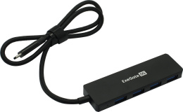USB-Хаб концентратор 4-в-1 ExeGate DUB-4C/3 кабель-адаптер USB Type C -- 4xUSB3.0, Plug&Play, корпус алюминиевый, черный EX297631RUS