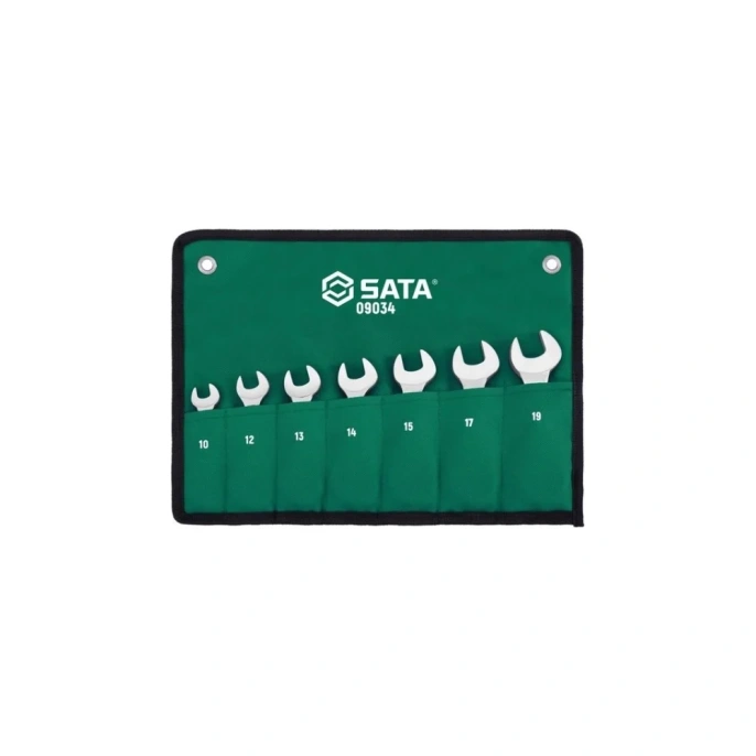 Ключи SATA 7 предметов комбинированные, укороченные, с трещоточным механизм 09034