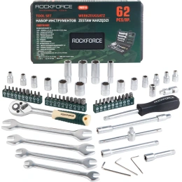 Набор инструментов Rockforce 1/4"DR 6-гранный головки глубокие 62 предмета RF-2622-5(51249)