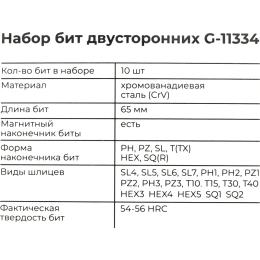 Набор бит 10 шт. двусторонних Cr-V Gigant G-11334