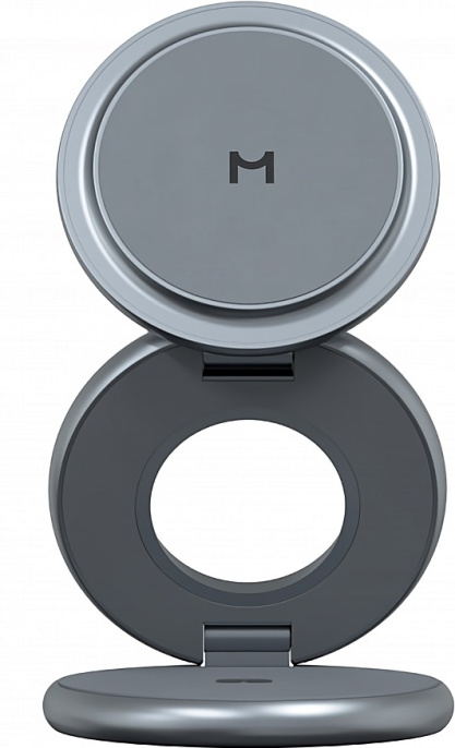 Беспроводное зарядное устройство Magssory Signature Disc Pro 3 в 1 для Apple Midnight WCH073m мощность выхода: 25 В, мощность входа: 9V/3А, 12V/3A, протоколы зарядки: Qi2, Qi, PD, QC, кабель: магнитный нейлоновый