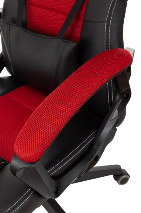 Кресло игровое ZOMBIE Arena, ткань/экокожа, до 120кг, черный/красный