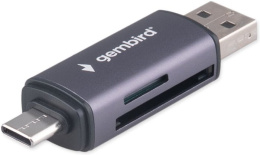 Картридер Type-C/USB OTG Gembird FD2-MSD-6 2в1: SD, TF MicroSD , алюминий