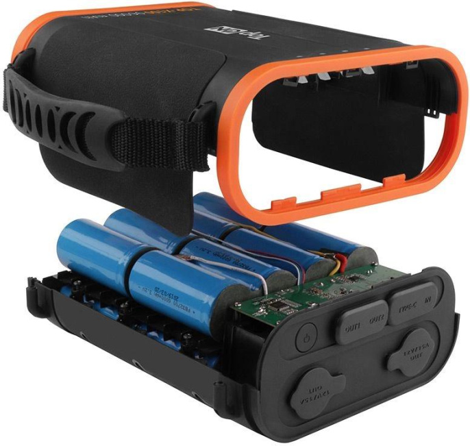 Электростанция портативная TopON TOP-X100 96000mAh 3A QC3.0 3xUSB черный/оранжевый (чехол в комплект