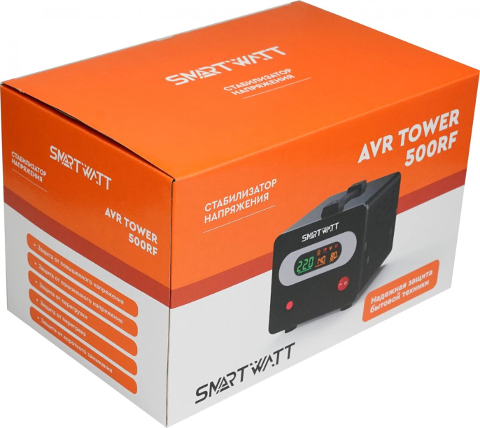 Стабилизатор напряжения SMARTWATT AVR Tower 500RF черный [4512020370006]