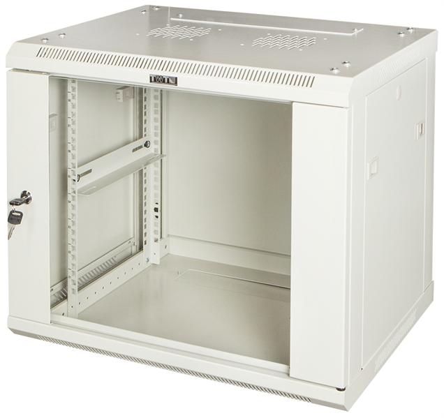 Шкаф коммутационный LanMaster PRO TWT-CBWPG-4U-6X4-GY настенный,  стеклянная передняя дверь,  4U,  600x279x450 мм