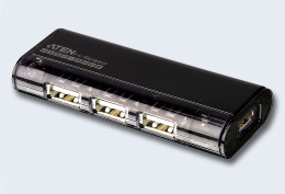 Концентратор внешний ATEN UH284Q9Z-AT 4 порта, USB 2.0, питание от шины, некаскадируемый, цвет: черный