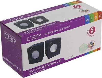 CBR CMS 90 Black, Акустическая система 2.0, питание USB, 2х3 Вт (6 Вт RMS), материал корпуса пластик, 3.5 мм линейный стереовход, регул. громк., длина кабеля 1 м, цвет чёрный