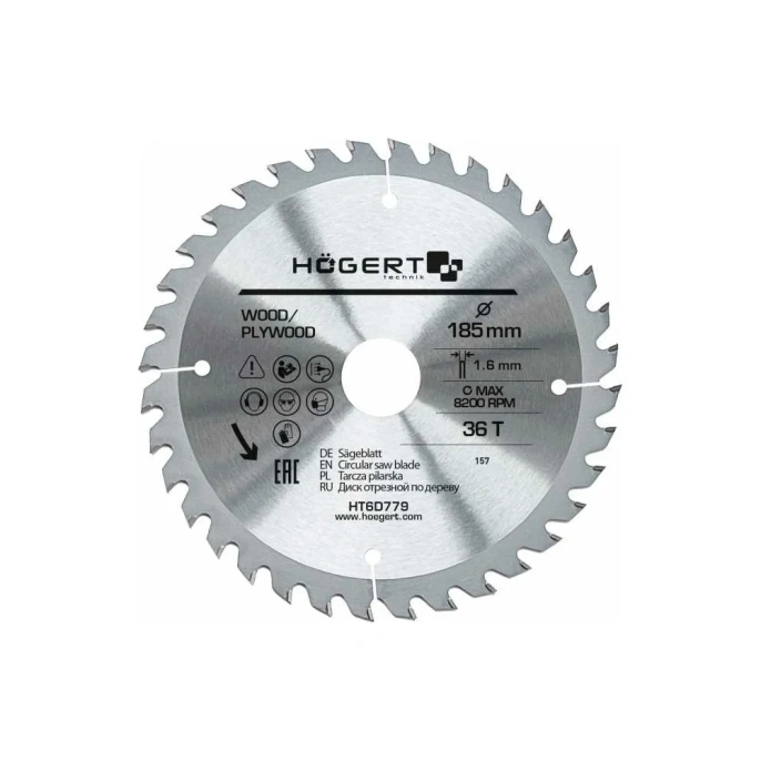 Диск пильный по дереву 185x30 мм, 36Т HOEGERT TECHNIK HT6D779
