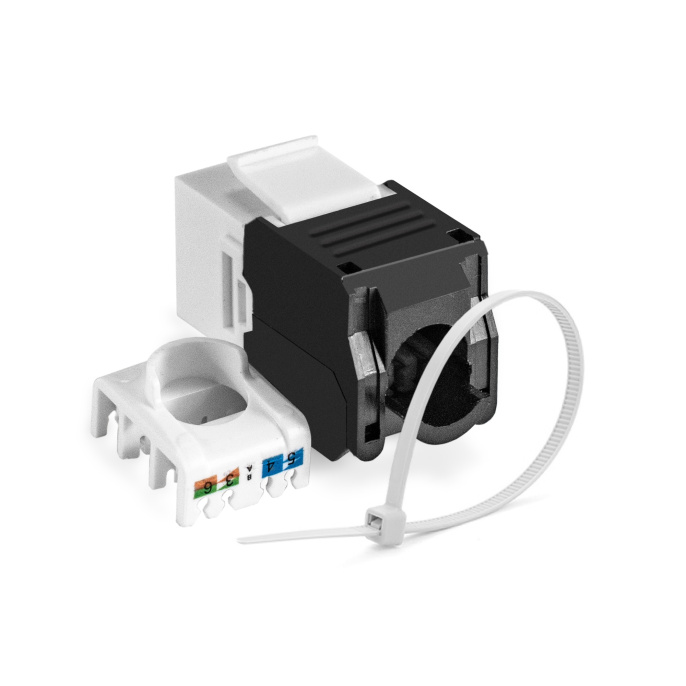Модуль-вставка Keystone Jack RJ-45 ExeGate KJ-8P8C-U-C5e-180-TL (Кат.5e, неэкранированная, 180 градусов, IDC Toolless (без инструмента)) EX297343RUS