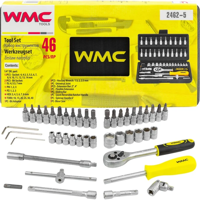 Набор инструмента WMC TOOLS 1/4"DR 46 предметов WMC-2462-5(47789)