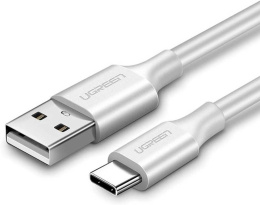Кабель UGREEN US287-60119, USB-A 2.0 to Type C, 3A Fast Charge, скорость до 480 Мбит/с, силиконовый круглый, 0.25m, White