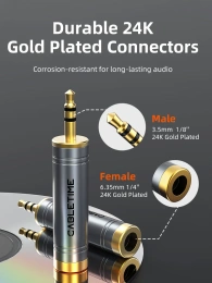 Аудиоадаптер CABLETIME CPA4G (CT-3M6F-AG) 3,5 мм на 6,3 мм
