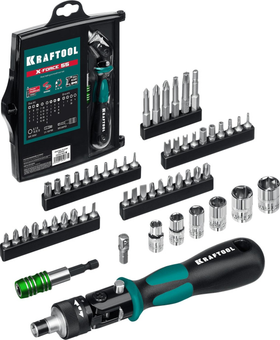 Отвертка с насадками  Kraftool 25554-H55_z01, 55 предметов