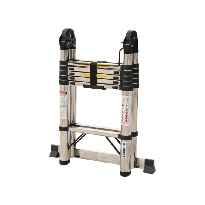 Лестница стальная телескопическая двухсторонняя Алюмет 2х6 ступеней. Серия STD 1.9