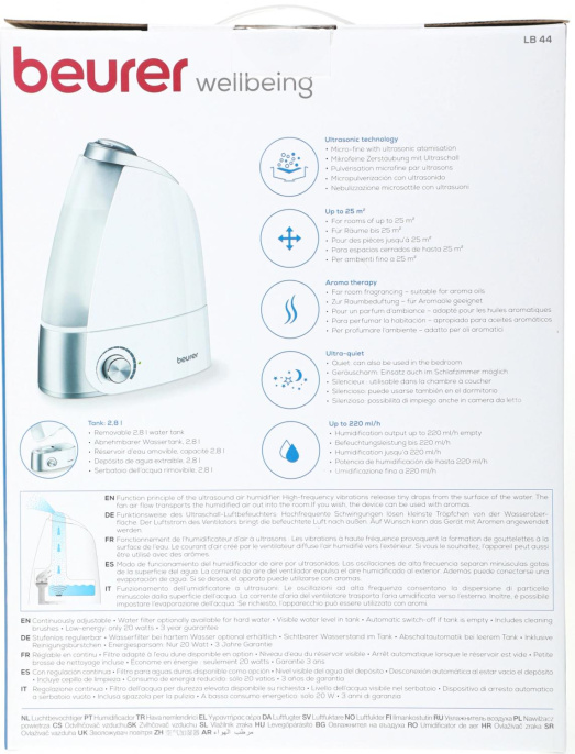 Увлажнитель воздуха Beurer LB44 25Вт ультразвуковой белый