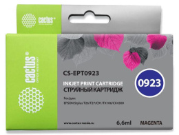 Картридж струйный Cactus CS-EPT0923 T0923 пурпурный 6.6мл для Epson Stylus C91/CX4300/T26/T27/TX106/TX109/TX117/TX119 с чипом