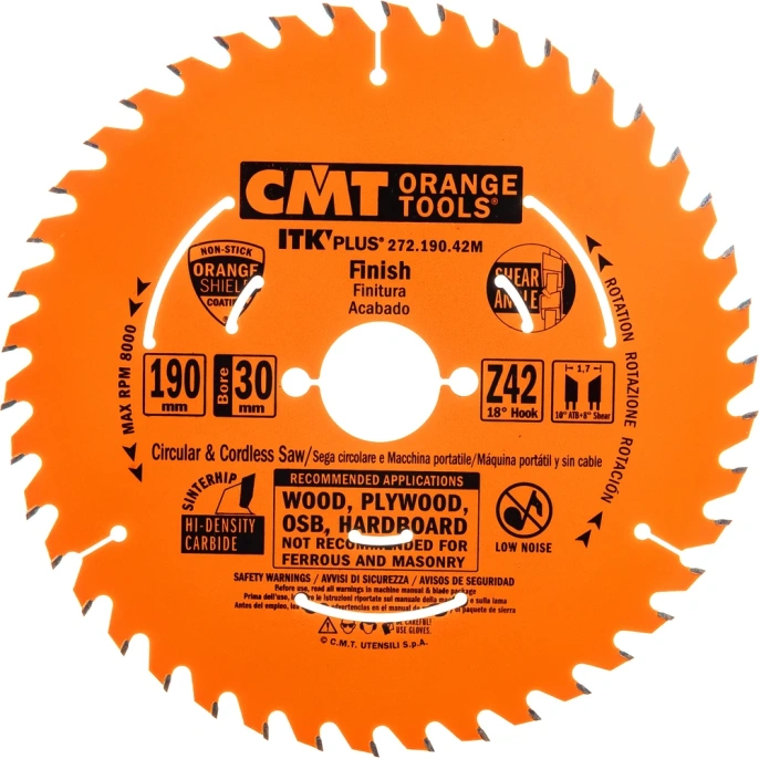 Диск пильный по дереву (190х30/20/16х1,7/1,1 мм; Z42) CMT 272.190.42M