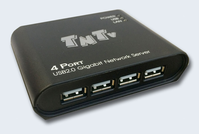 TNT MMS-UNS4-G Удлинитель, USB 2.0, неогранич.при подкл.через LAN, 1xUTP, max data rate high-speed 480Mbps/full-speed 12Mbps/low-speed 1.5Mpbs, 4xUSB A, DC 5V, макс.расст. до сетевого коммутатора 100м