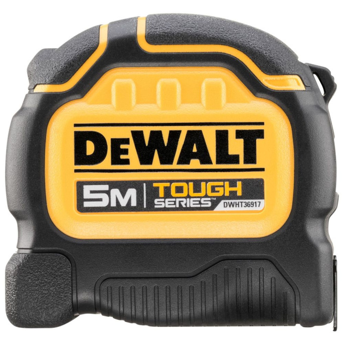 Рулетка DeWalt DWHT36917-0 двусторонная, магнитный наконечник, эргономичная ручка, измерительная шкала: сантиметры, цена деления: 1мм, ширина измерительной ленты: 32мм, класс точности: 2, длина измерения: 500 cм