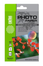 Фотобумага Cactus CS-GA6200100 10x15/200г/м2/белый/100л. глянцевое для струйной печати