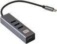 USB-Хаб (концентратор) 4-в-1 ExeGate DUB-4TC (кабель-адаптер USB Type C --> 4xUSB3.0, Plug&Play, корпус алюминиевый, серебристый) EX293987RUS