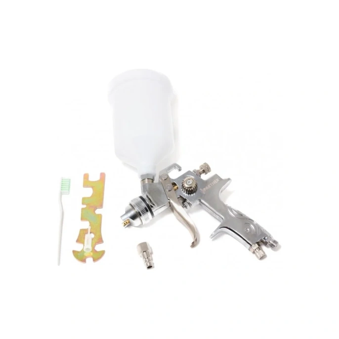 Краскораспылитель Partner с верхним пластиковым бачком, 600 мл, 1.7 мм, 3.5 bar, 71-100 л/мин, присоединительная резьба 1/4, штуцер AS-1009-17V(18503)