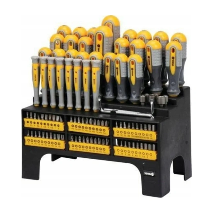 Набор отверток и бит VOREL 100 предметов, пластиковая стойка 60750