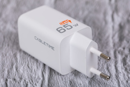 Зарядное устройство CABLETIME G65AW (CT-GAN65A-PW) GaN PD3.0 2C1A 65 Вт, белый
