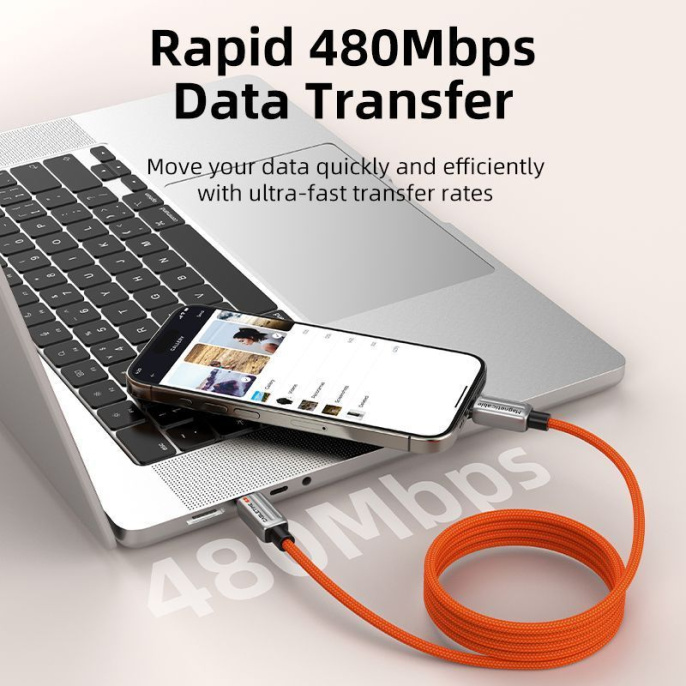 Магнитный кабель USB-C CABLETIME CU08H (CT-CM240-MZB1) 1 м, 480 Мбит/с, 5А/48В, 240Вт, PD 3.1, черный, для быстрого заряда смартфонов и ноутбуков