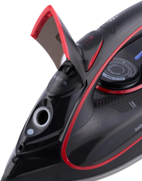 Утюг DOMFY DSC-EI606,  с паровым ударом,  2600Вт,  с автоотключением,  черный и красный