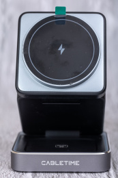 Беспроводное зарядное устройство CABLETIME CE12B (CT-WPG01-PG) 3-в-1, Qi-зарядка, 15 Вт, автодержатель, быстрая зарядка