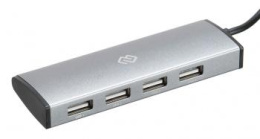 Хаб (разветвитель) Digma HUB-4U2.0-UC-DS, серебристый