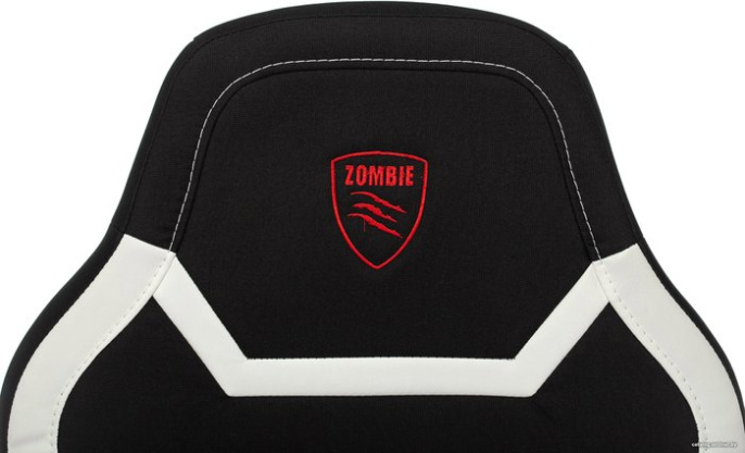 Кресло игровое Zombie 10 черный/белый ткань/эко.кожа крестов. пластик