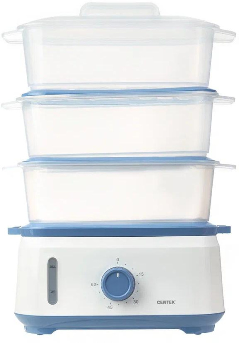 Пароварка CENTEK CT-1462,  белый и голубой