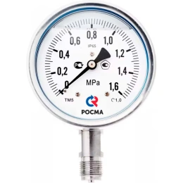 Коррозионностойкий манометр РОСМА ТМ-521Р.00 (0-1.6МПа) ДК100 G1/2, класс точности 1.0 D240-00678
