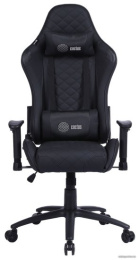 Кресло игровое Cactus CS-CHR-030BL, экокожа, до 120кг, регулируемые 2D подлокотники,  черный