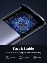 Бокс внешний для жесткого диска UGREEN CM767 35267 M.2NVME Hard Drive Enclosure 10Gbps с кабелем USB-C-USB-C. Цвет: серый