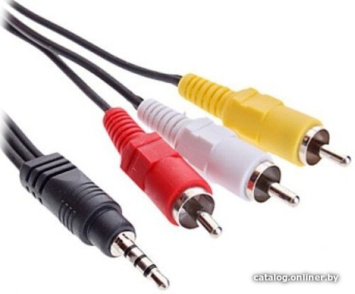 Кабель аудио/видео Cablexpert Jack 3.5(M) 4pin/3xRCA, 2м, черный, пакет CCA-4P2R-2M