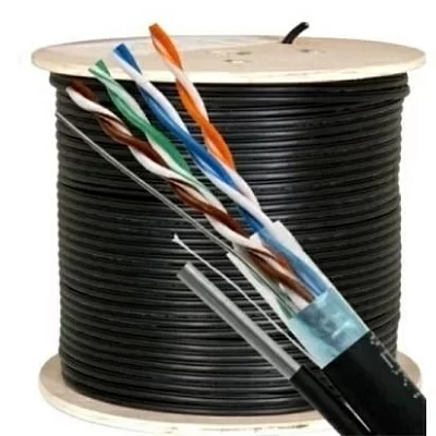 5bites Кабель FS5505-305C(P)E-M FTP / SOLID / 5E / 24AWG / COPPER / PVC(+PE) / BLACK / OUTDOOR / MESSENGER / DRUM / 305M