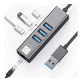 5bites Кабель-адаптер UA3-45-11BK USB3.0 сетевая карта / 3*USB3.0 / RJ45 1G / AL / GREY