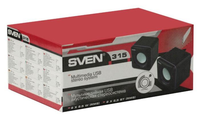 Колонки Sven 315,  2.0,  черный [sv-0110315bk]