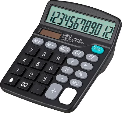 Калькулятор настольный Deli E837 черный 12-разр.