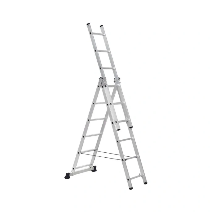 Универсальная алюминиевая трехсекционная лестница Topfort 3x6 ступеней 1688093