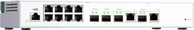 Коммутатор QNAP QSW-M408-2C Managed switch 10 Gb / s with 4 SFP + ports, 2 of which are combined with RJ-45, 8 1 Gb / s RJ-45 ports, bandwidth up to 96 Gb / s, JumboFrame support
