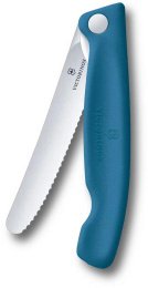 Нож кухонный Victorinox Swiss Classic 6.7832.FC1, универсальный, для овощей, 110мм, заточка серрейтор, стальной, синий